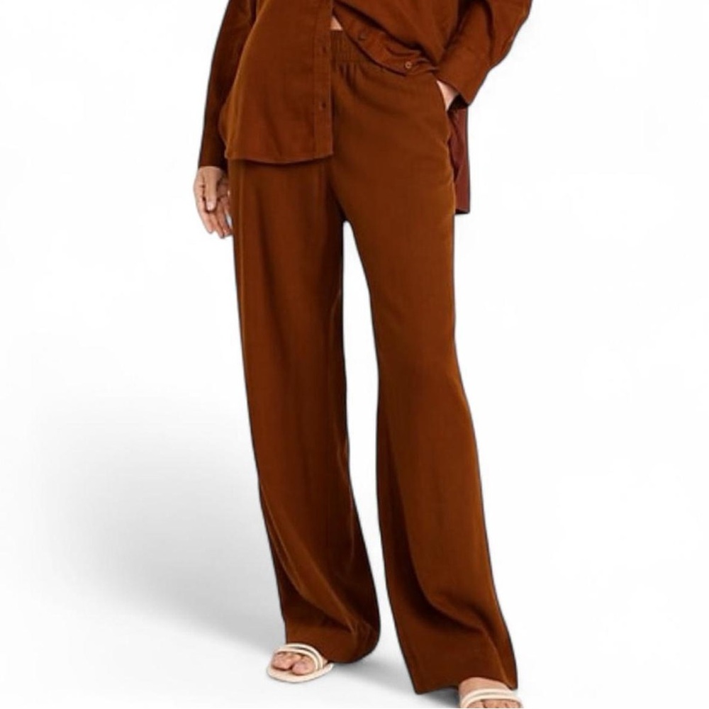Brown linen pants wide leg trousers from old navy XL